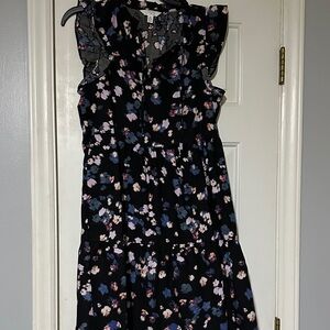 Time and Tru Black Floral Midi Dress